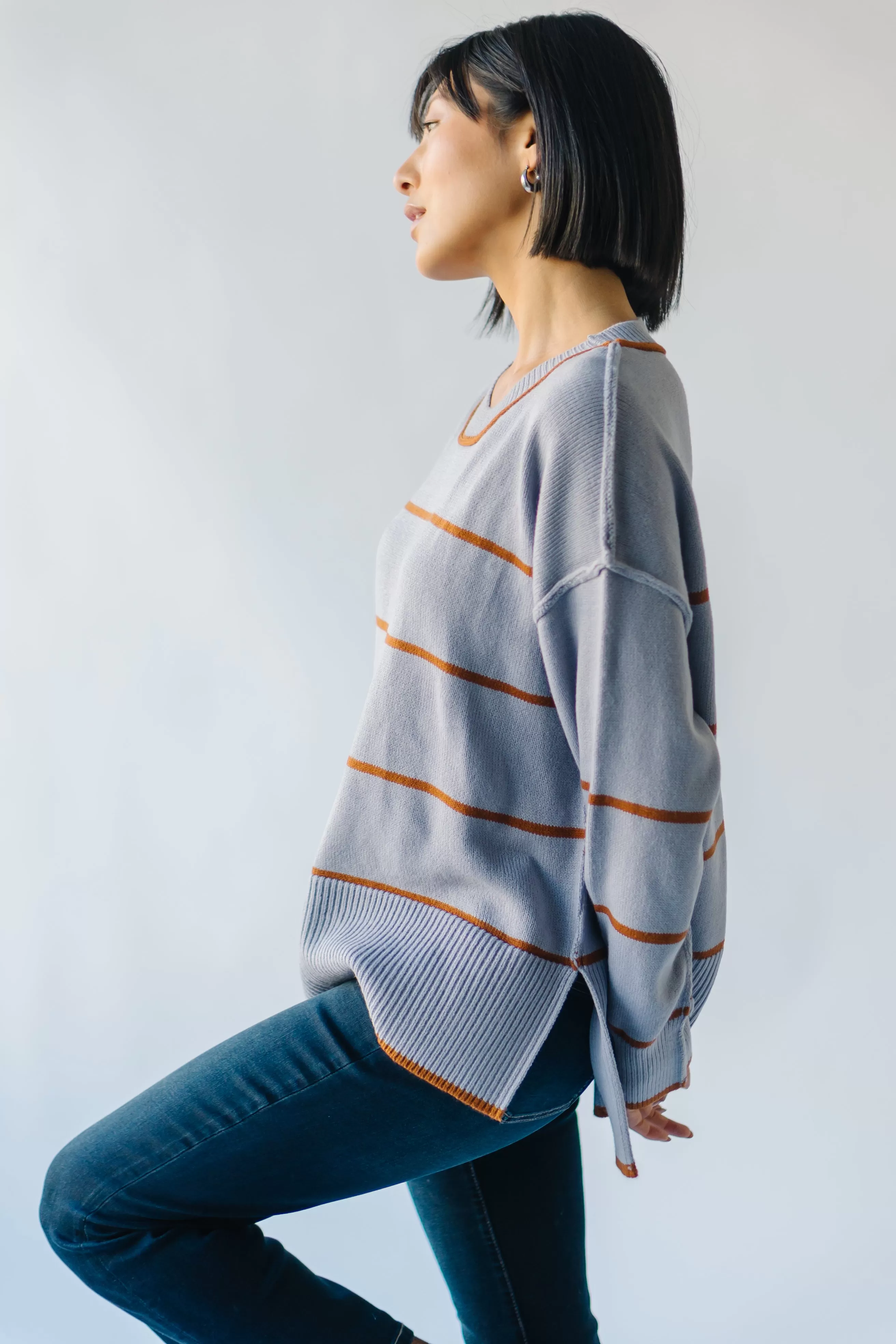 The Borden Striped Sweater in Blue   Tan