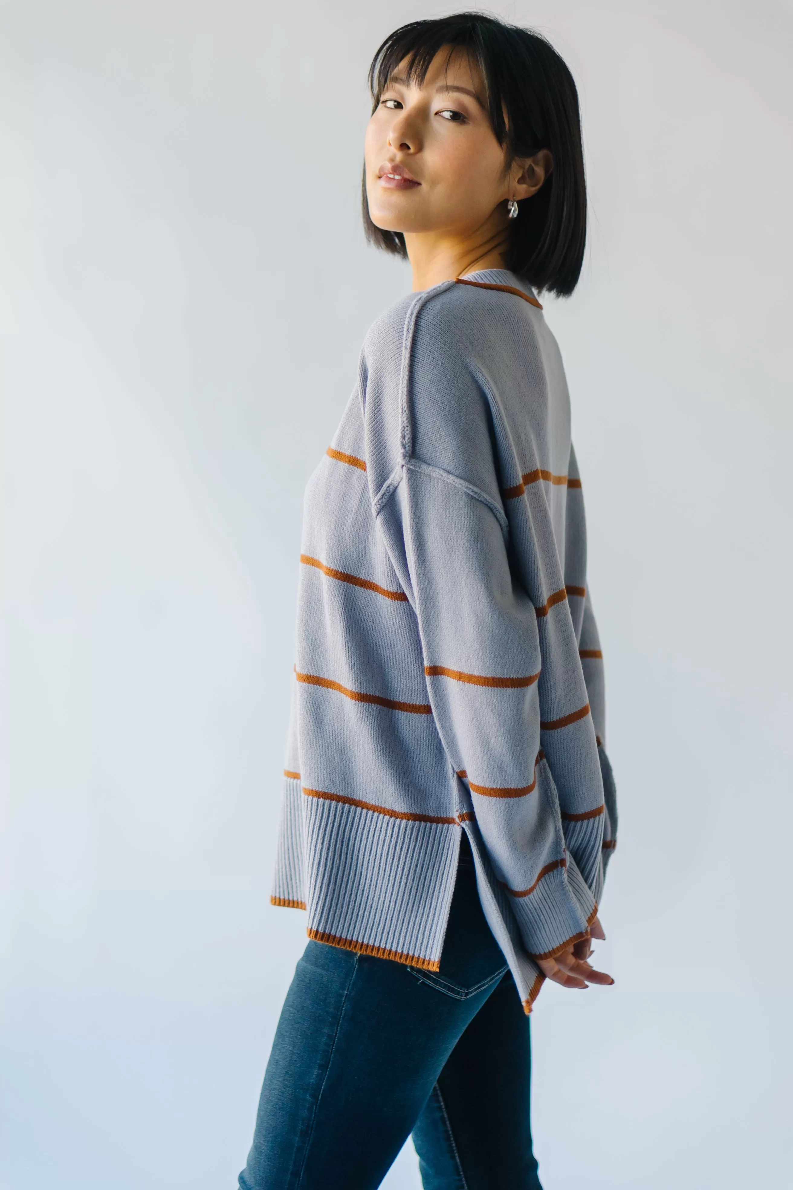 The Borden Striped Sweater in Blue   Tan