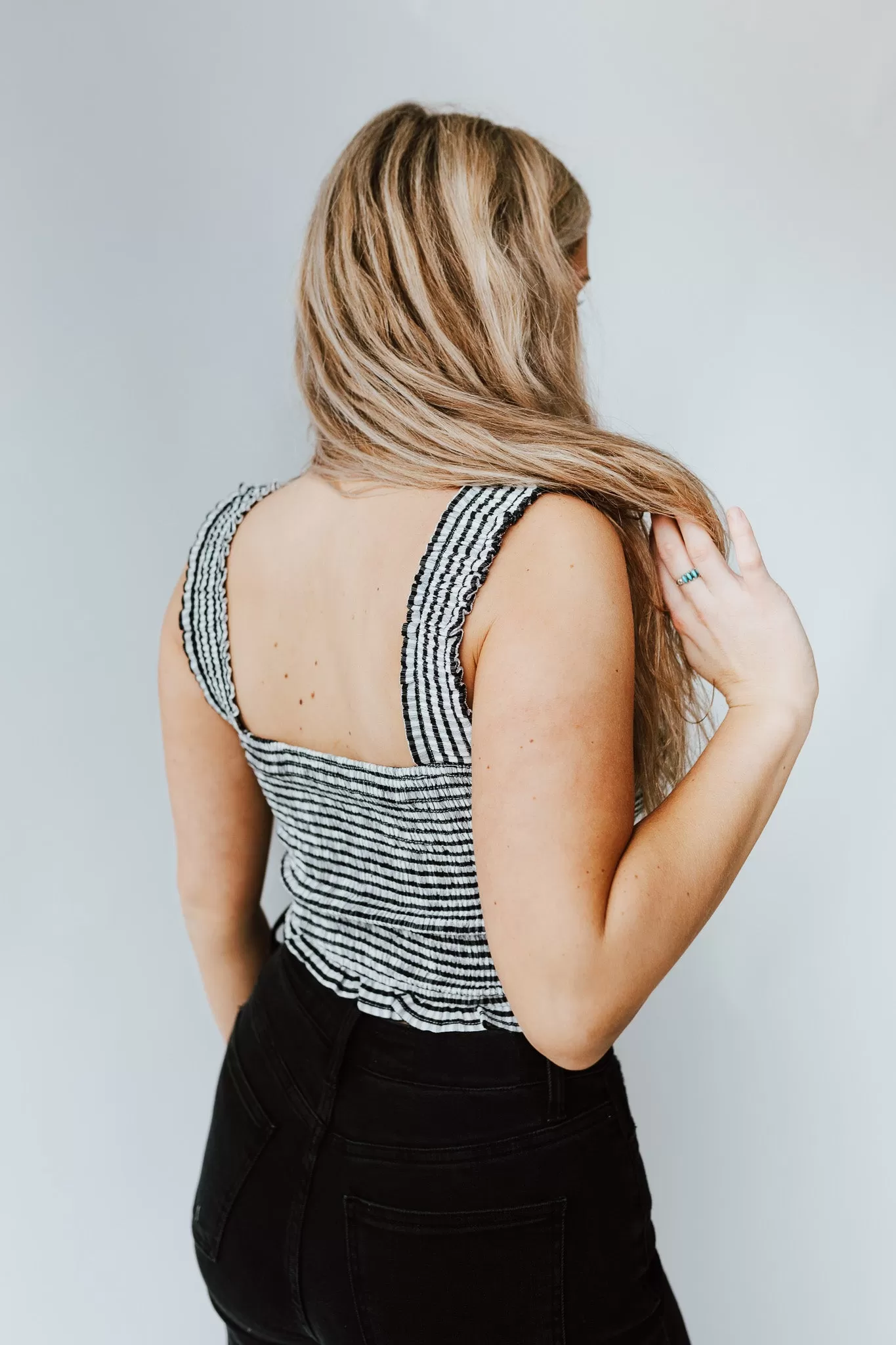 The Dewan Ruffle Detail Tank in Black