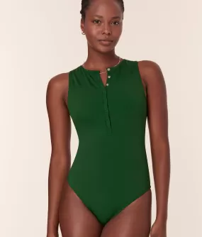 The Malibu One Piece - Eco Nylon - Pesto - Long Torso