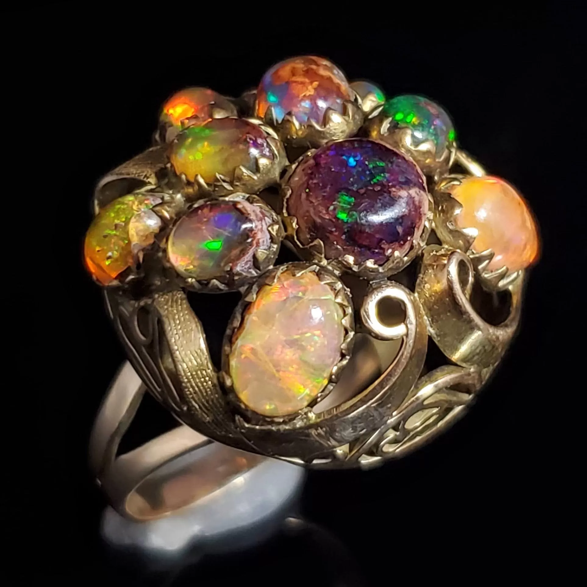 The Marseille - Art Nouveau Era Opal 14K Yellow Gold Cocktail Ring