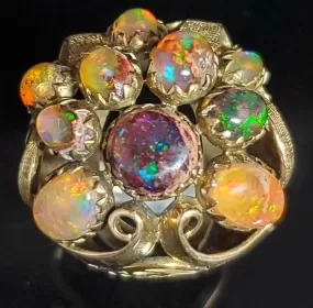 The Marseille - Art Nouveau Era Opal 14K Yellow Gold Cocktail Ring