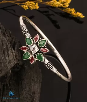 The Prativa Silver Openable Gemstone Bracelet