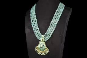 Traditional Rajasthani Meenakari Kundan Pendant Necklace With Emralds Beads Necklace By Asp Fashion Jewellery