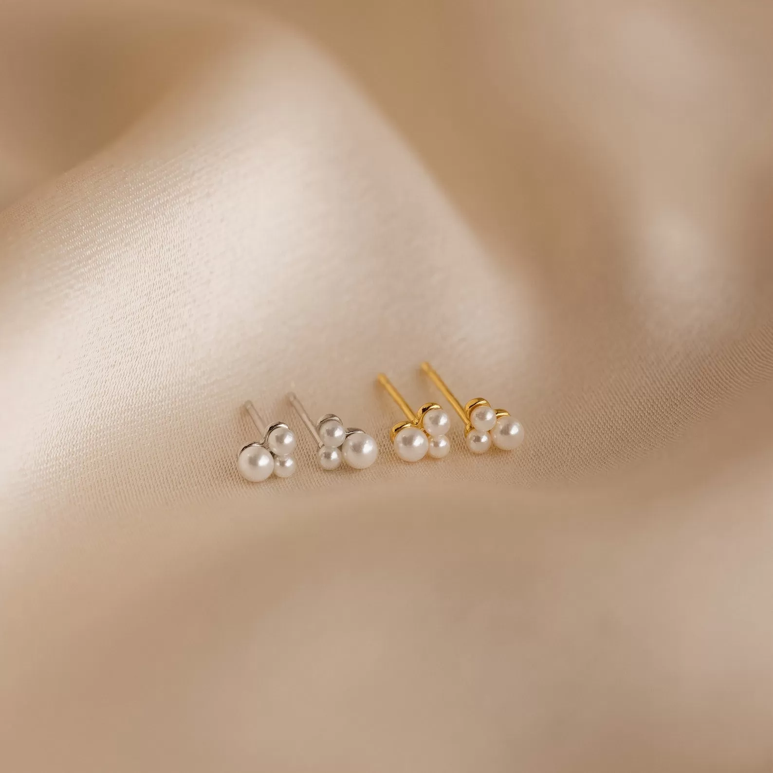 Trio Cluster Pearl Studs