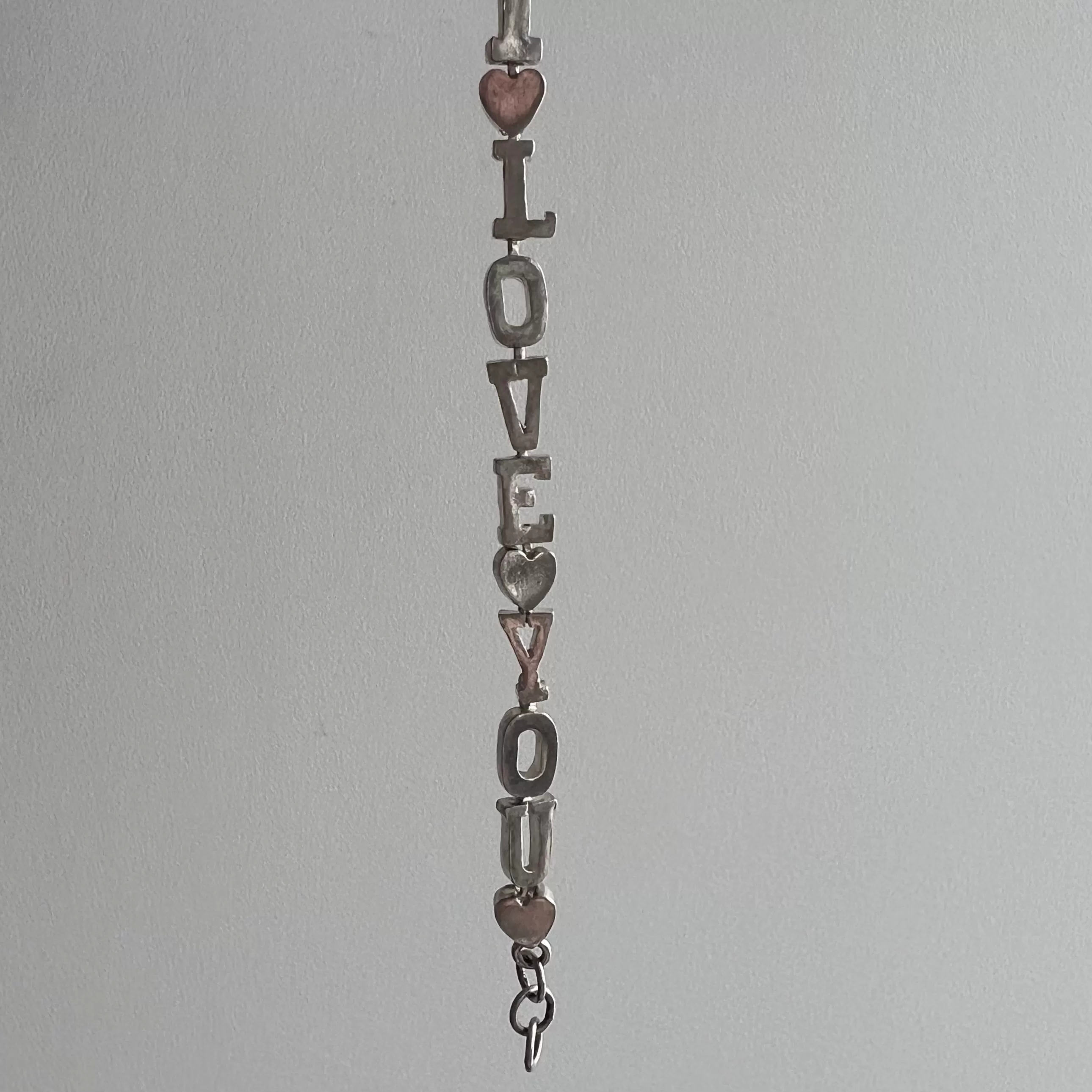 V I N T A G E // I love you / sterling silver I LOVE YOU link bracelet / 7.75