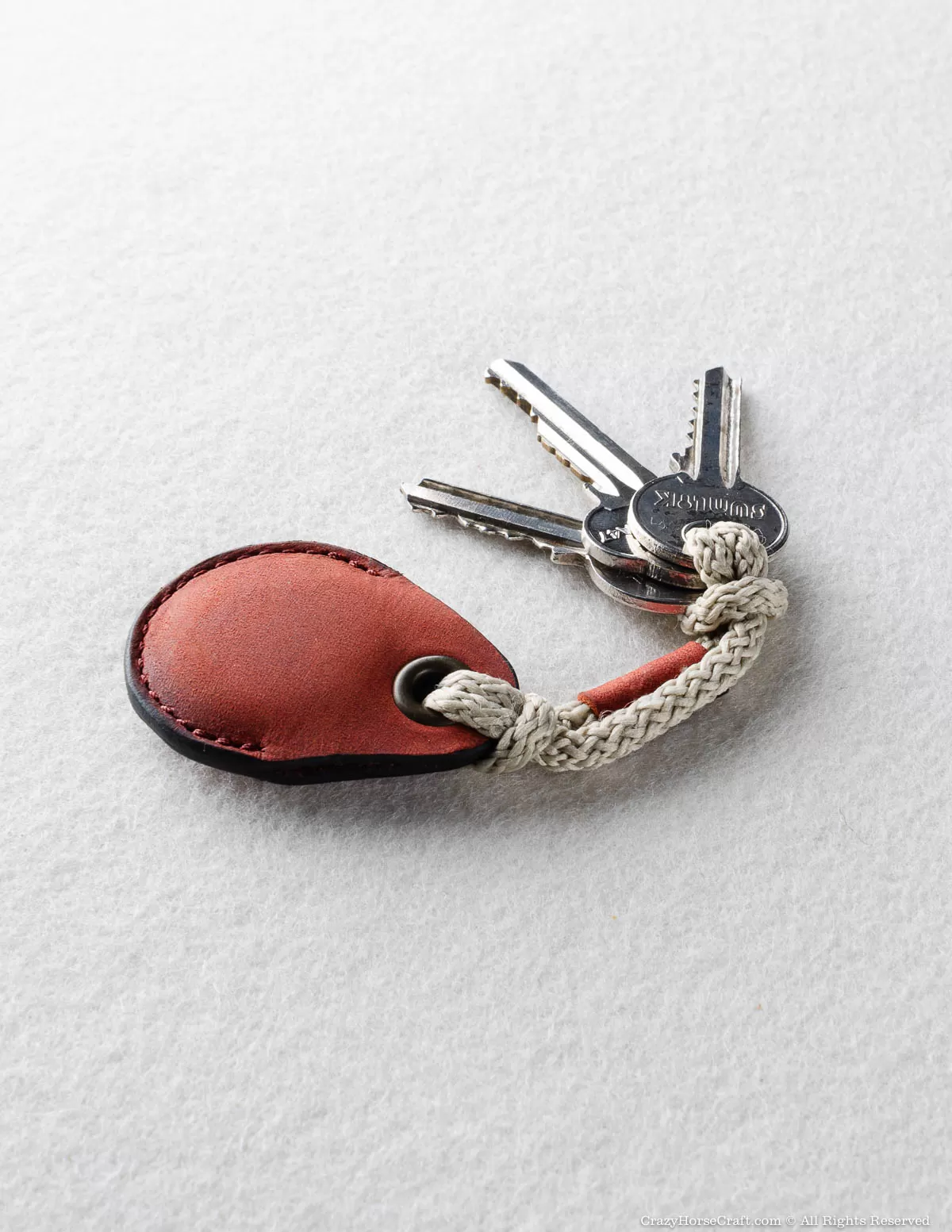 Veg-Tanned Leather AirTag Holder / Case / Key Tag | Fragola Red