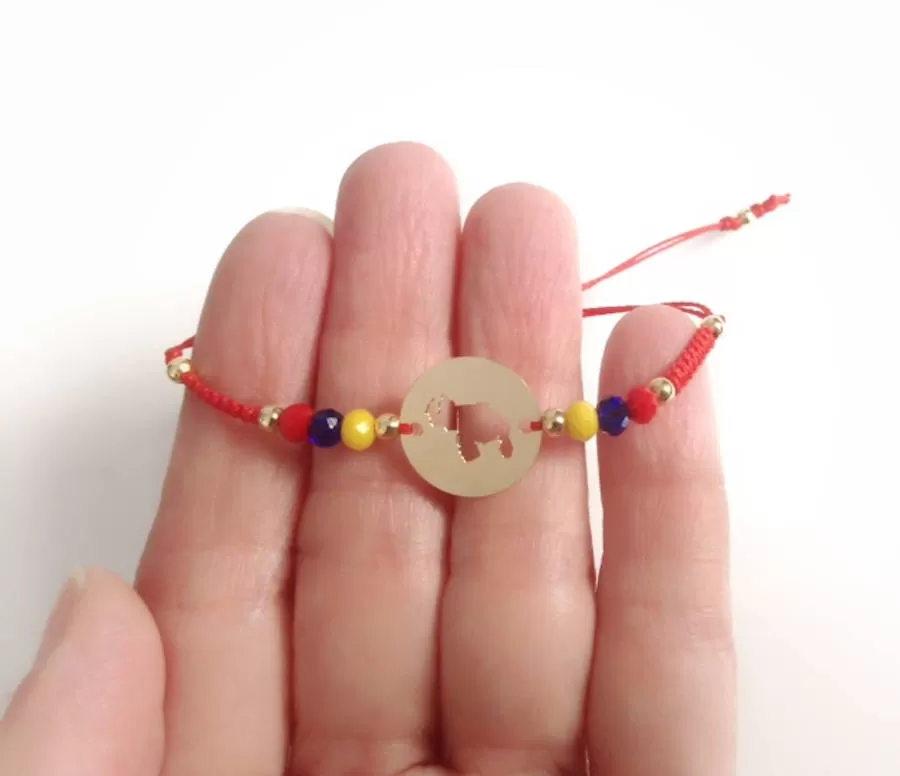 Venezuela Tricolor Beaded Adjustable Map Bracelet