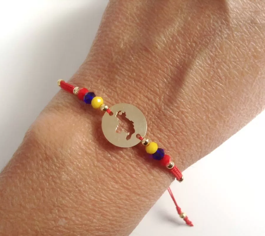 Venezuela Tricolor Beaded Adjustable Map Bracelet