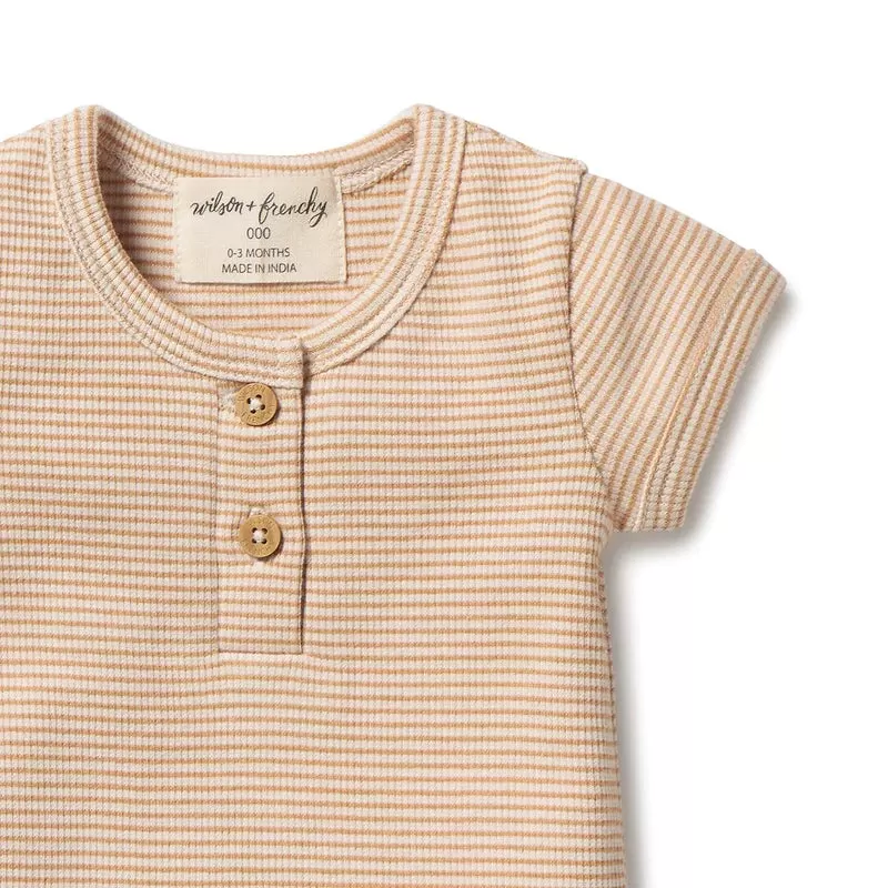 Wilson & Frenchy Organic Rib - Henley Tee - Toffee